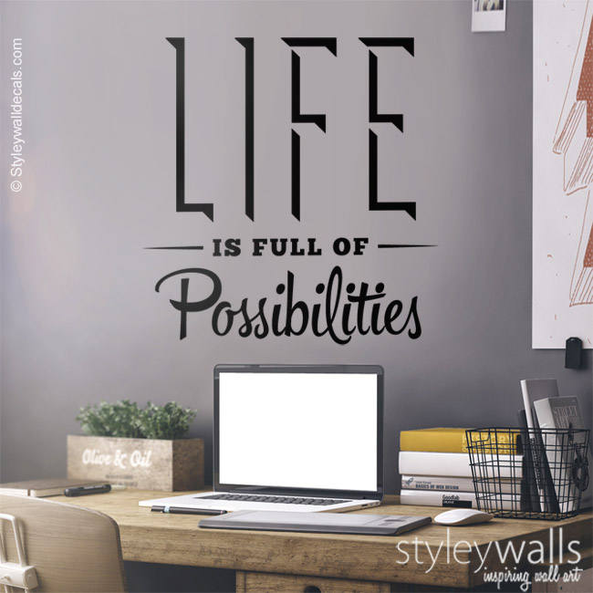 Life is Full of Possibilities Office Wall Quote Wall Decal, Vinyl Lettering Wall Decal, Office Wall Decor, Inspirational Vinyl Lettering