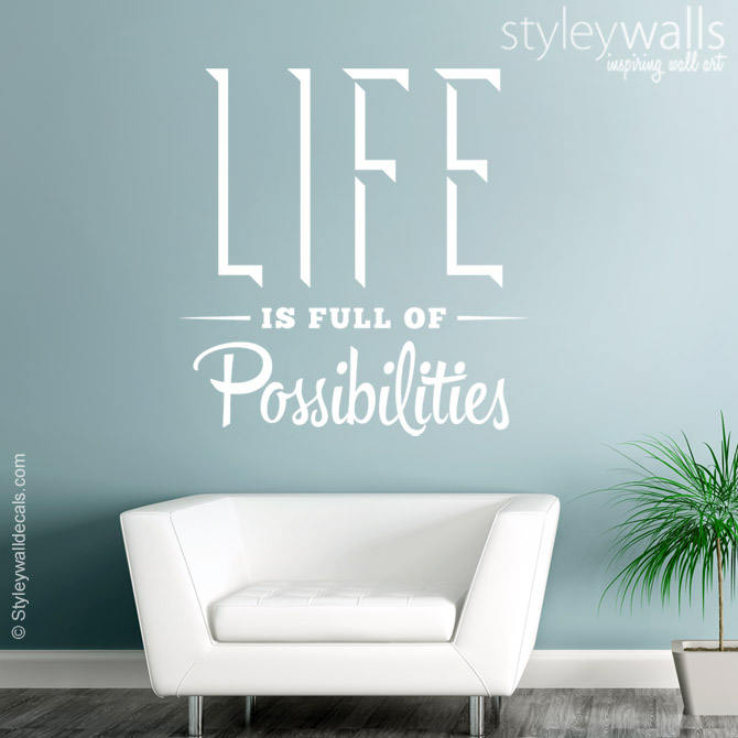 Life is Full of Possibilities Office Wall Quote Wall Decal, Vinyl Lettering Wall Decal, Office Wall Decor, Inspirational Vinyl Lettering