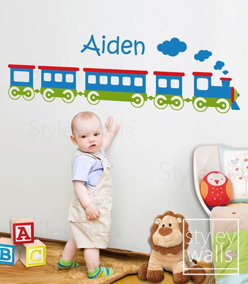 Autocollant mural en vinyle pour chambre de bébé, autocollant mural en vinyle personnalisé pour train Choo Choo pour enfants, autocollant mural en train Choo Choo