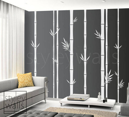 Bamboo Wall Decal, Bamboo Tree Wall Decal, 100inch Tall Set of 8 Bamboo Stalks, Home decor, Vinyl Wall Art Decor, Bamboo Living Room Decal