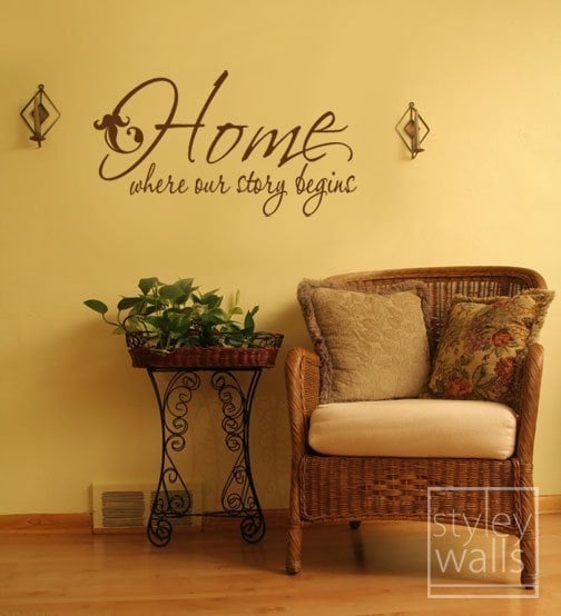 Home Wall Quote Decal, Home where our story begins-Vinyl Wall Decal Wall Lettering Decal, Home Wall Decal, Wall Quote Sticker for Home Decor
