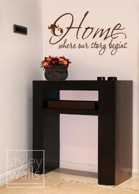 Home Wall Quote Decal, Home where our story begins-Vinyl Wall Decal Wall Lettering Decal, Home Wall Decal, Wall Quote Sticker for Home Decor