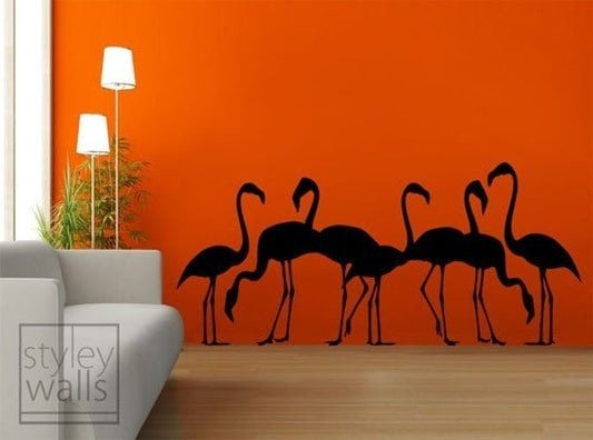 Autocollant mural flamants roses, autocollant mural flamants roses pour la décoration murale du salon du bureau à domicile, autocollant mural flamants roses safari, autocollant mural oiseaux tropicaux