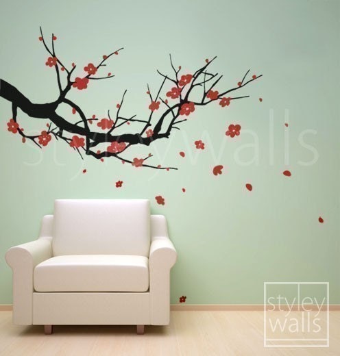 Cherry Blossom Branch Wall Decal, Sakura Tree Wall Decal, Cherry Blossom Tree Wall Decal, Cherry Branch Wall Sticker for Home Decor