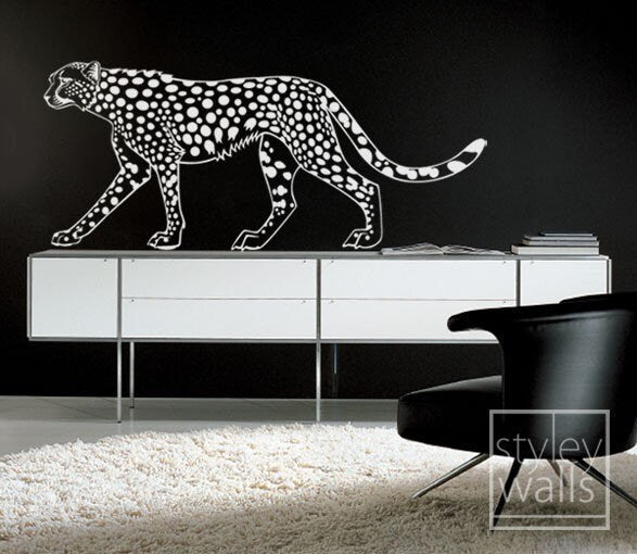 Decorative Cheetah Wall Decal, Leopard Wall Decal, Wild Animals Nature Wall Decal Sticker, Cheetah Wall Sticker, Home Decor for Living Room