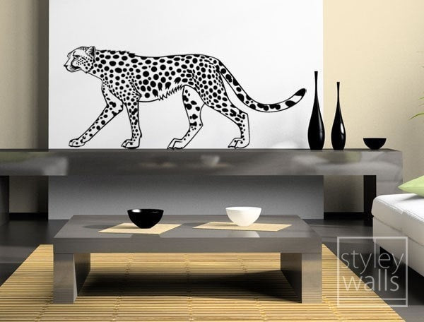 Decorative Cheetah Wall Decal, Leopard Wall Decal, Wild Animals Nature Wall Decal Sticker, Cheetah Wall Sticker, Home Decor for Living Room