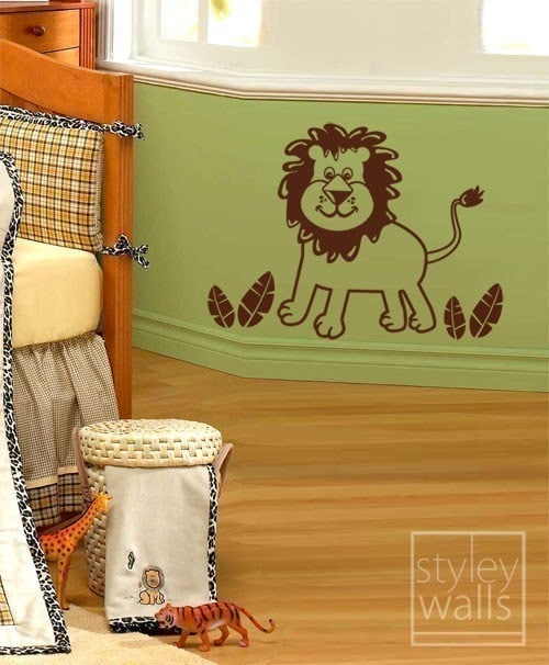 Lion Wall Decal, Jungle Animals Wall Decal, Lion Wall Sticker, Little Jungle Lion Wall Decal for Kids, Lion Nursery Baby Room Wall Decal