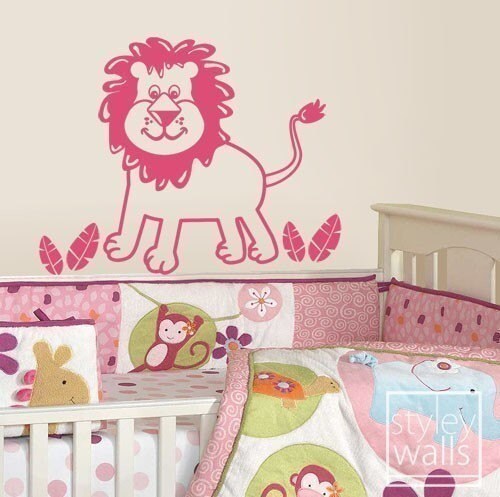 Lion Wall Decal, Jungle Animals Wall Decal, Lion Wall Sticker, Little Jungle Lion Wall Decal for Kids, Lion Nursery Baby Room Wall Decal