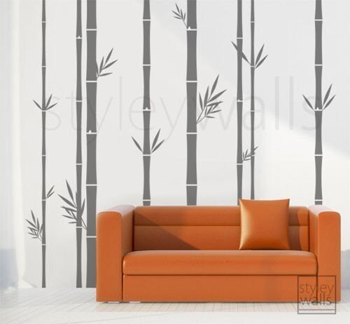 Bamboo Wall Decal, Bamboo Tree Wall Decal, 100inch Tall Set of 8 Bamboo Stalks, Home decor, Vinyl Wall Art Decor, Bamboo Living Room Decal