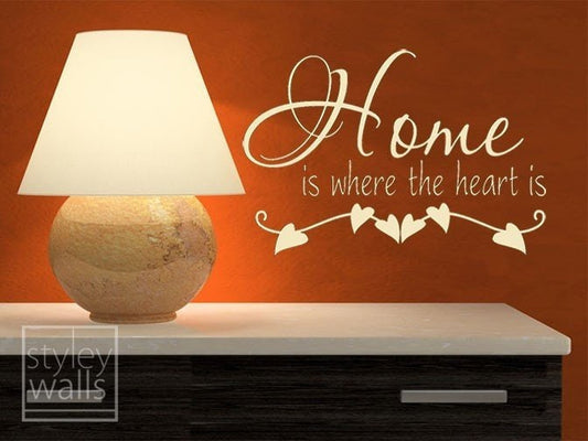 Vinyl Lettering Vinyl Wall Decal, Home is Where the Heart is Wall Decal, Quotes Wall Decal, Home Decor Wall Decal, Lettering Wall Decals