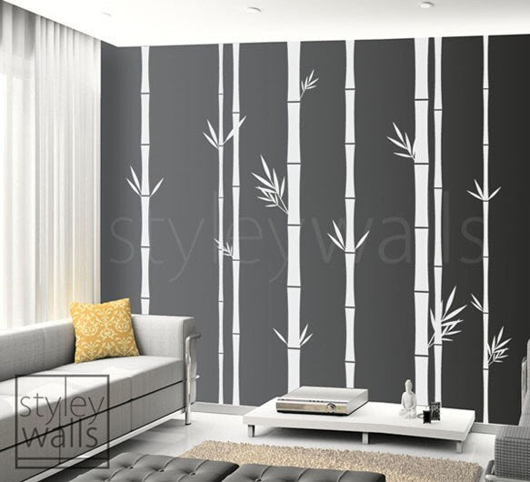 Bamboo Wall Decal 100inch Tall, Set of 8 Bamboo Stalks Vinyl Wall Decal, Home decor, Bamboo Wall Decor, Tree Wall Decal, Bamboo Stickers