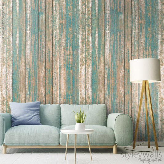 Wood Wallpaper, Wintage Wallpaper, Green Wood Pattern Wallpaper, Home Decor, Self Adhesive, Removable Fabric Repositionable Peel and Stick