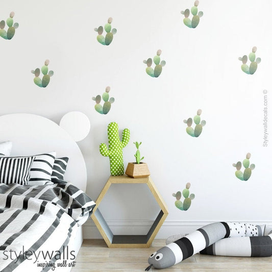Cactus Wall Decal, Watercolor Cactus Wall Decor, Colorful Cactus Cacti Wall Decal, Cactus Decor, Nursery Kids Room Home Decor
