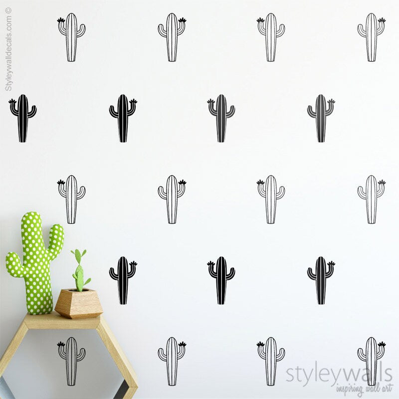 Cactus Wall Decal, Cactus Wall Decor, Modern Geometric Cactus Tribal Decor, Cacti Wall Decal, Nursery Kids Room, Living Room Home Decor