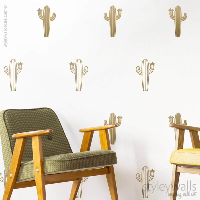 Cactus Wall Decal, Cactus Wall Decor, Modern Geometric Cactus Tribal Decor, Cacti Wall Decal, Nursery Kids Room, Living Room Home Decor