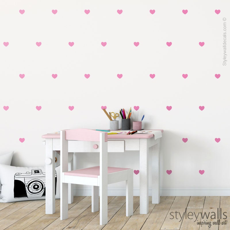 Hearts Wall Decal,  Hearts Wall Sticker, Hearts Pattern Wall Decal, Shapes Wall Decal, Hearts Nursery Kids Room Decor, Hearts Vinyl Decal