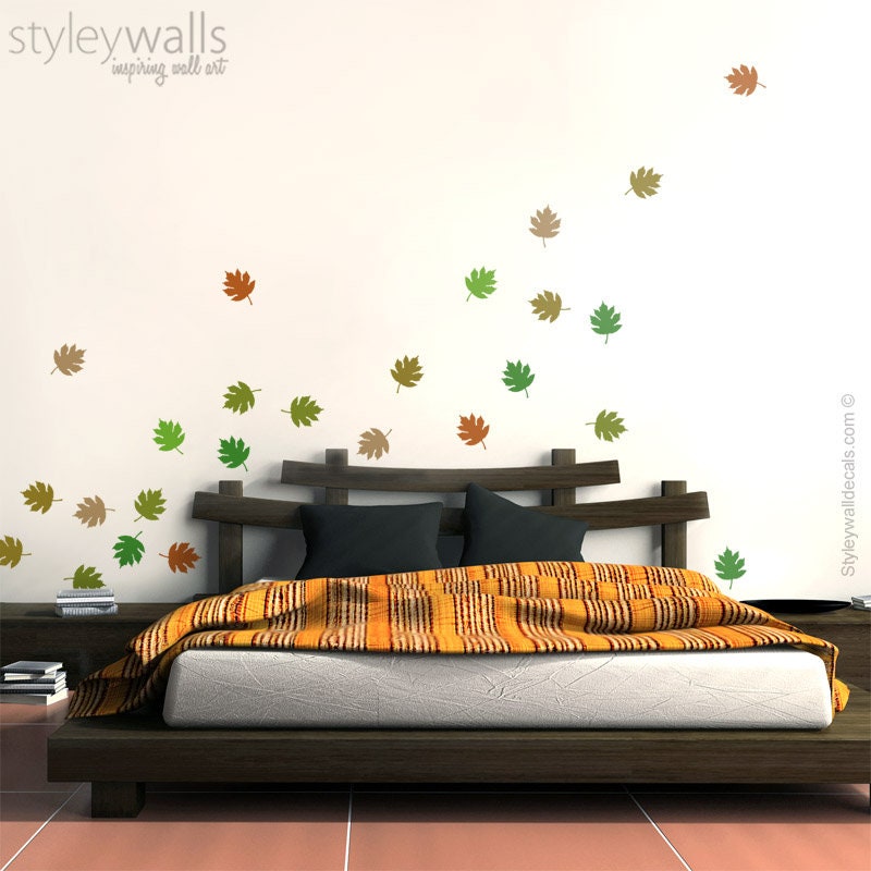 Leaves Wall Decal, Leaves Wall Sticker, Leaves Wall Decor, Autumn Leaves Wall Decal, Spring Leaves Wall Decal, Living Room Home Decor