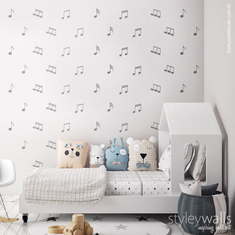 Music Wall Decal, Music Notes Wall Decal Sticker, Music Notes Pattern Wall Decal, Musical Notes Wall Decal, Home Nursery Kids Room Decor