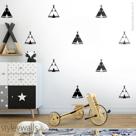 Teepee Wall Decal, Teepee Wall Decor, Teepee Wall Stickers, Indian Teepee Room Decor, Tribal Wall Decal, Modern Nursery Kids Room Decals