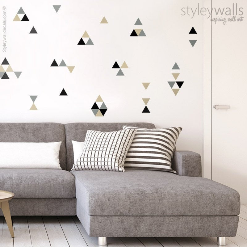 Triangles Wall Decal, Triangles Wall Sticker, Pattern Geometric Shapes Wall Decal, Triangles Nursery Decor, Nursery Kids Room Wall Decals