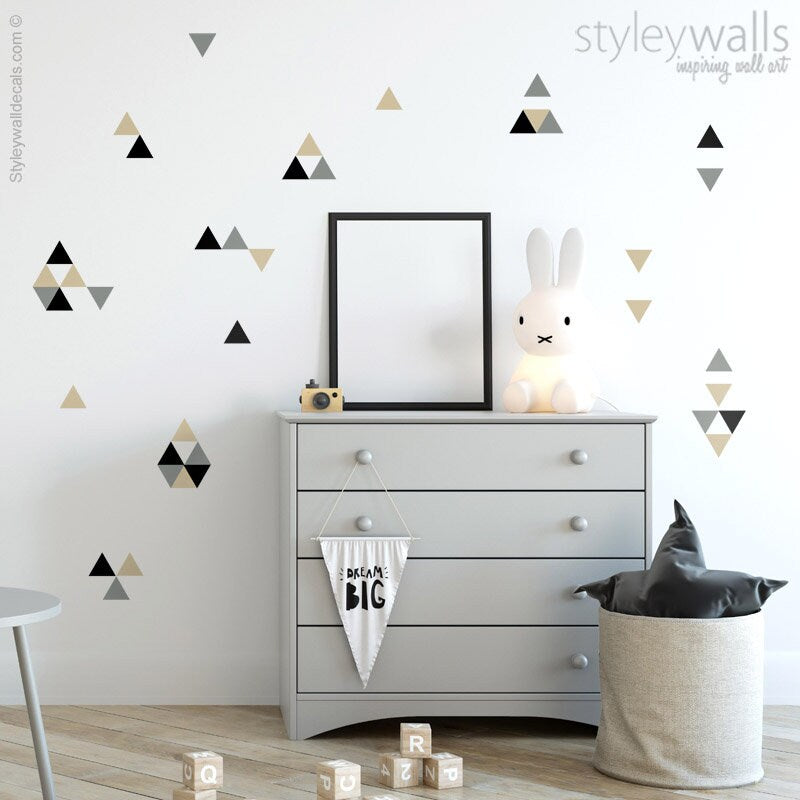 Triangles Wall Decal, Triangles Pattern Wall Sticker, Geometric Shapes Wall Decal, Triangles Decor, Home Decor,  Living Room Wall Decals
