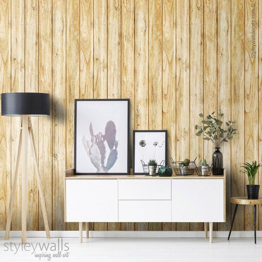 Wood Wallpaper, Yellow Wood Wallpaper, Vintage Wood Texture Wallpaper, Repositionable Fabric Wallpaper, Peel and Stick, Self Adhesive