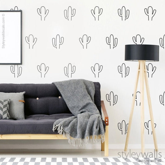Cactus Wall Decal, Cacti Wall Decal, Cactus Pattern Wall Decal, Cactus Lines Wall Decor, Cactus Room Decor, Nursery Kids Room Wall Decals