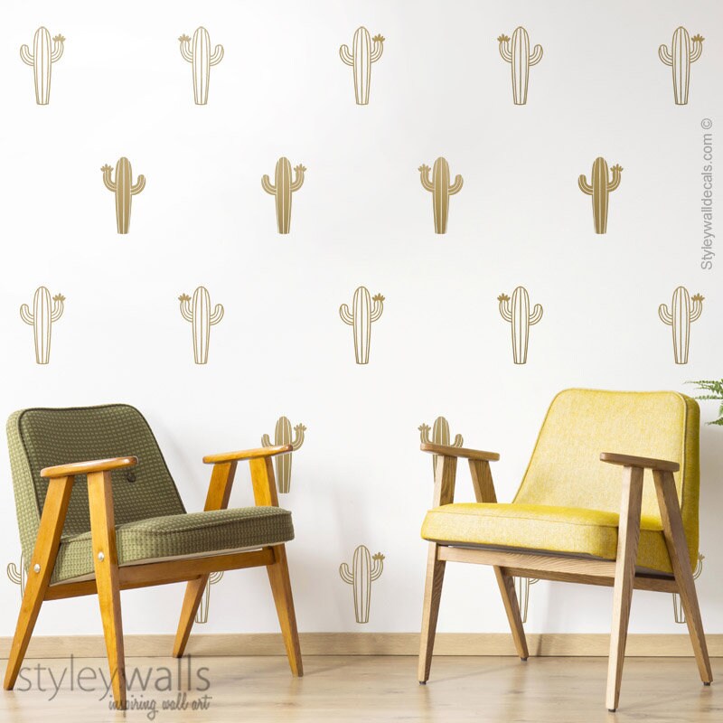Cactus Wall Decal, Cactus Wall Decor, Modern Geometric Cactus Tribal Decor, Cacti Wall Decal, Nursery Kids Room, Living Room Home Decor