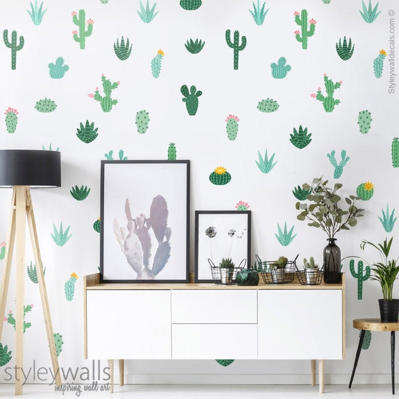 Cactus Wall Decal, Cactus Wall Stickers, Cacti Wall Decor, Cactus Pots Wall Sticker, Cactus Nursery Decor, Nursery Kids Room Decor