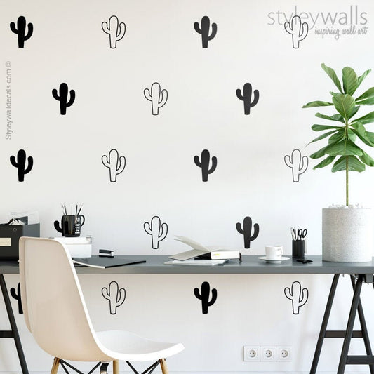 Cactus Wall Decal, Cacti Wall Decor, Cactus Pattern Instant Wall Decal, Cactus Room Decor, Living Room Modern Nursery Kids Room Decals