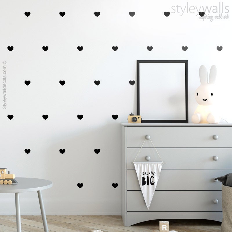 Hearts Wall Decal,  Hearts Wall Sticker, Hearts Pattern Wall Decal, Shapes Wall Decal, Hearts Nursery Kids Room Decor, Hearts Vinyl Decal