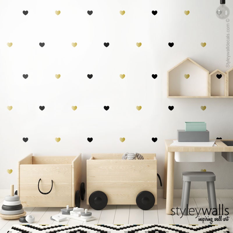 Hearts Wall Decal,  Hearts Wall Sticker, Hearts Pattern Wall Decal, Shapes Wall Decal, Hearts Nursery Kids Room Decor, Hearts Vinyl Decal
