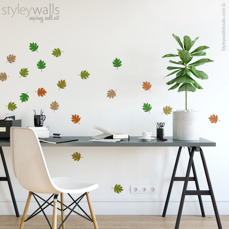 Leaves Wall Decal, Leaves Wall Sticker, Leaves Wall Decor, Autumn Leaves Wall Decal, Spring Leaves Wall Decal, Living Room Home Decor