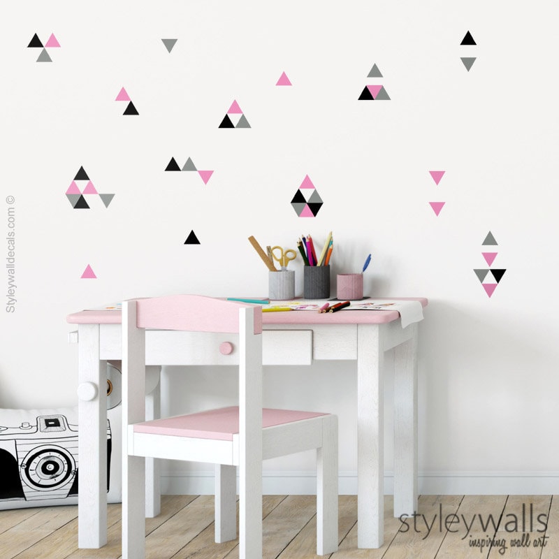 Triangles Wall Decal, Triangles Wall Sticker, Pattern Geometric Shapes Wall Decal, Triangles Nursery Decor, Nursery Kids Room Wall Decals