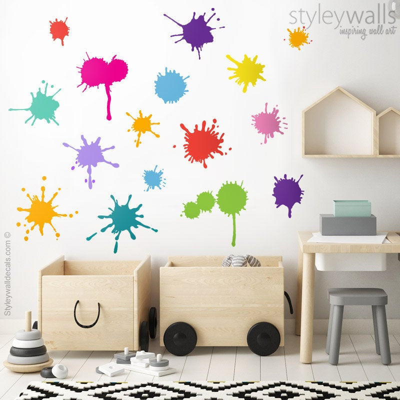 Color Splash Wall Decal, Ink Splash Wall Decal, Multicolor Paint Splash Wall Decal, Colors Wall Decal, Kids Room Nursery Wall Decals