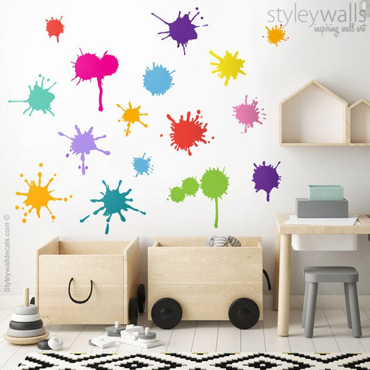 Color Splash Wall Decal, Ink Splash Wall Decal, Multicolor Paint Splash Wall Decal, Colors Wall Decal, Kids Room Nursery Wall Decals