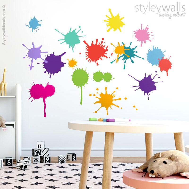 Color Splash Wall Decal, Ink Splash Wall Decal, Multicolor Paint Splash Wall Decal, Colors Wall Decal, Kids Room Nursery Wall Decals