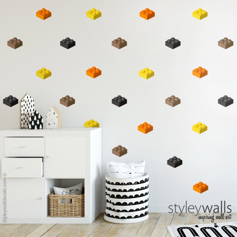 Blocks Wall Decal, Building Blocks Wall Sticker, Bricks Wall Sticker, Playroom Nursery Kids Room Playroom Wall Decor