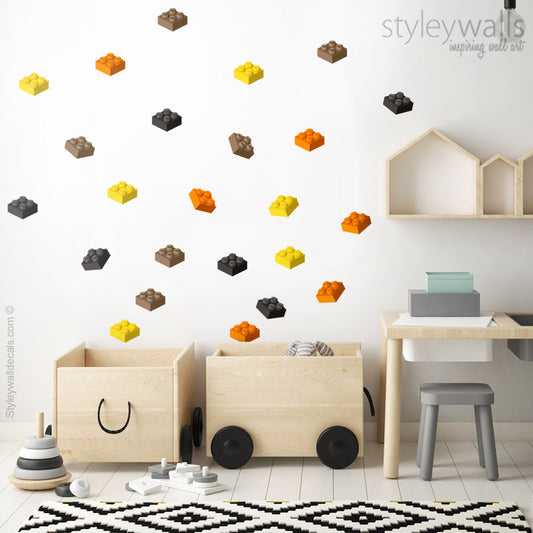 Blocks Wall Decal, Building Blocks Wall Sticker, Bricks Wall Sticker, Playroom Nursery Kids Room Playroom Wall Decor