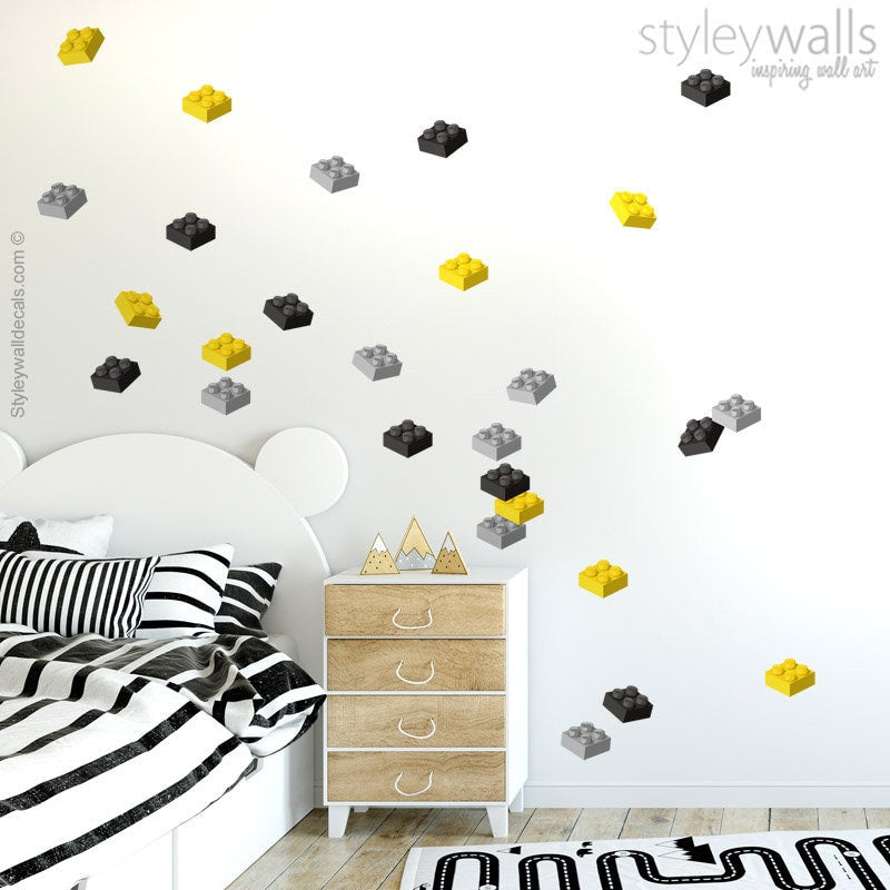 Building Blocks Wall Decal, Blocks Wall Sticker, Cubes Room Decor, Building Cubes Playroom Decor, Bricks Playroom Wall Decal for Kids