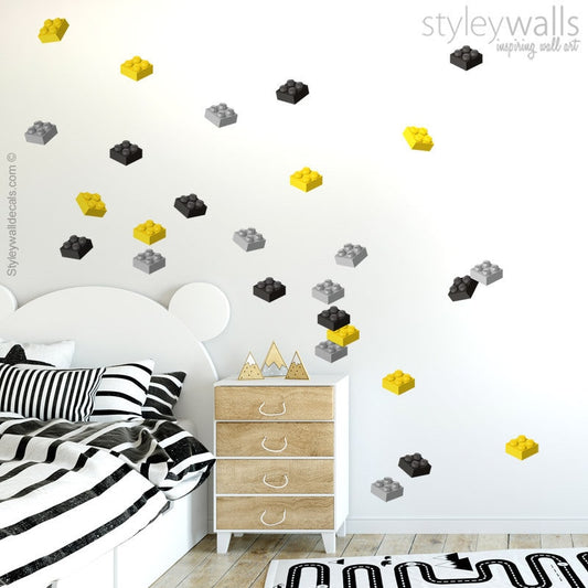 Building Blocks Wall Decal, Blocks Wall Sticker, Cubes Room Decor, Building Cubes Playroom Decor, Bricks Playroom Wall Decal for Kids
