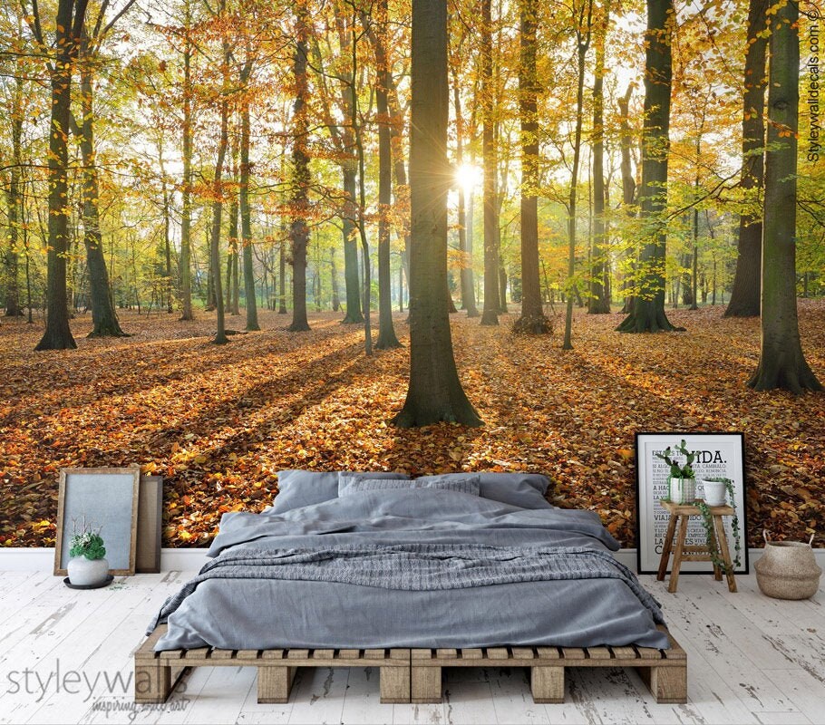 Forest Mural Wallpaper, Trees Mural, Nature Wall Art, Nature Mural Wallpaper, Repositionable Removable Fabric, Room Decor, Peel and Stick