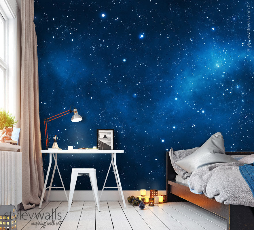 Space Mural, Space Wallpaper, Galaxy Mural, Galaxy Wall Art, Nebula Mural Wallpaper, Repositionable Fabric, Room Decor, Peel and Stick