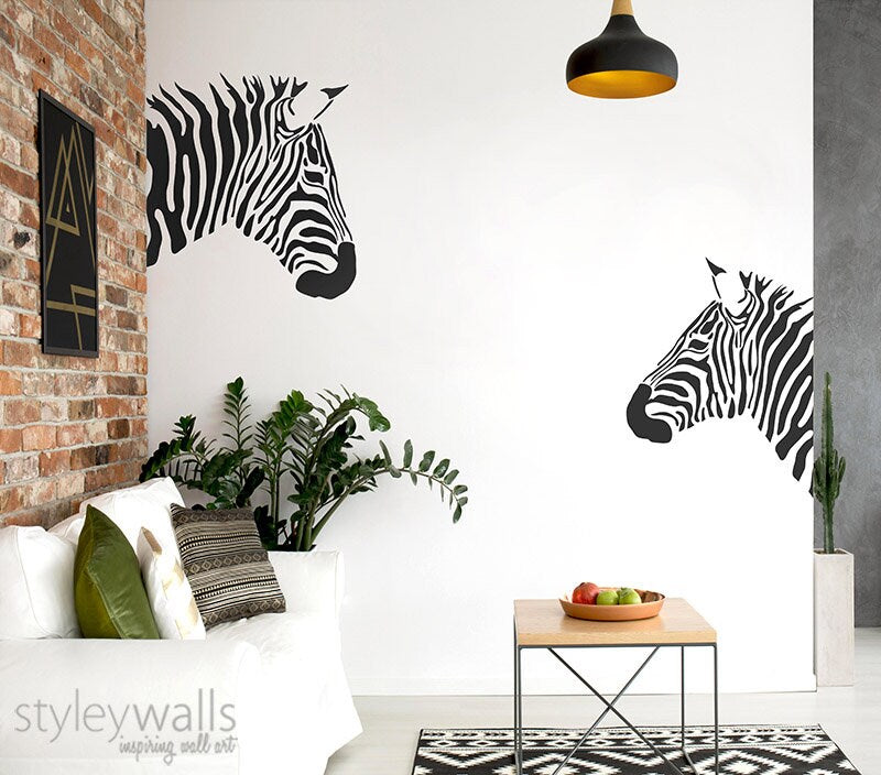 Zebras Wall Decal, Zebra Wall Sticker, Home Decor Wall Decal, Safari Animals Wall Decor, Zebra Wall Decor, Zebra Room Decor