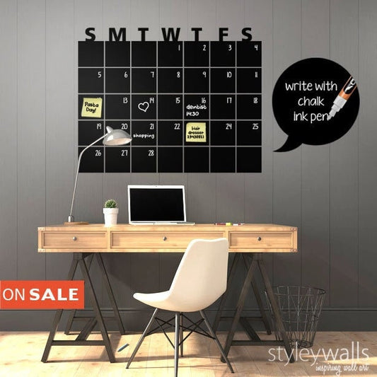 Chalkboard Calendar Wall Decal, Chalk Board Wall Calendar Vinyl Wall Decal Gift Chalkboard Decals Chalkboard Wall Calendar Stickers