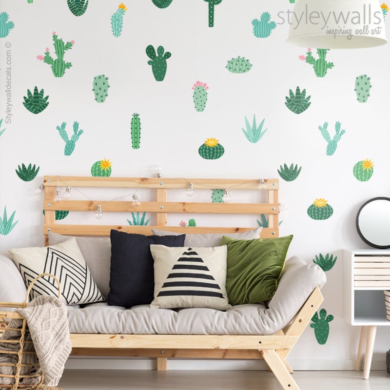 Cactus Wall Decal, Cactus Wall Stickers, Cacti Wall Decor, Cactus Pots Wall Sticker, Cactus Nursery Decor, Nursery Kids Room Decor