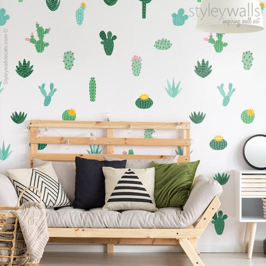 Cactus Wall Decal, Cactus Wall Stickers, Cacti Wall Decor, Cactus Pots Wall Sticker, Cactus Nursery Decor, Nursery Kids Room Decor