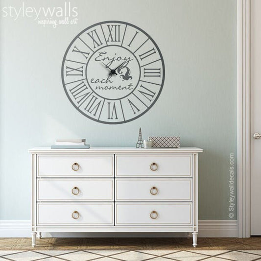 Clock Wall Decal, Roman Clock Wall Decal, Clock Wall Sticker, Living Room Wall Decor, Office Wall Decal, Clock Wall Decor,  Vintage Clock