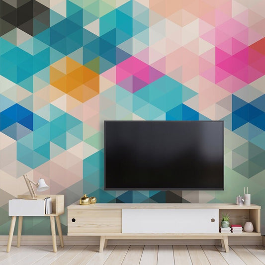 Geometric Wallpaper Mural, Shapes Wallpaper, Abstract Wallpaper, Modern Geometric Shapes Wallpaper, Fabric Peel and Stick, Self Adhesive