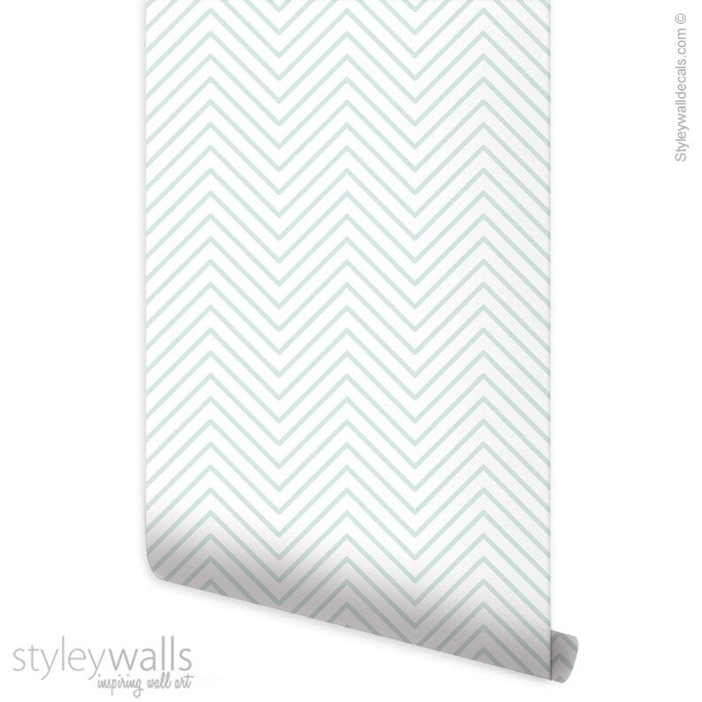 Zig Zag Wallpaper,  Chevron Pattern Wallpaper, Modern Lines  Wallpaper, Self Adhesive Fabric Wallpaper, Peel and Stick Wallpaper